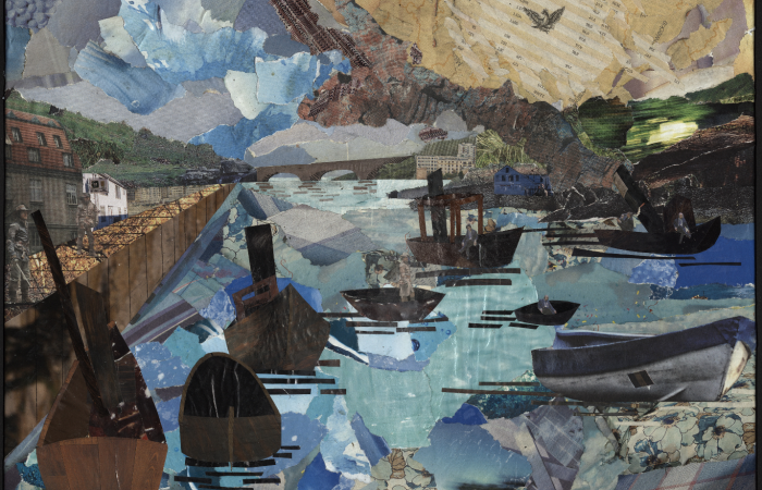 Kolaż inspirowany obrazem Norwida Port na rzece